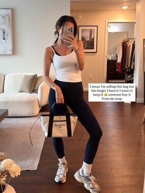 Balenciaga Natural and Black Mini Biarritz Tote